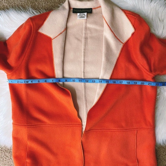 Harve Benard Wool Appliques Open Cardigan Sweater Jacket Orange Sz 10 - Picture 5 of 6